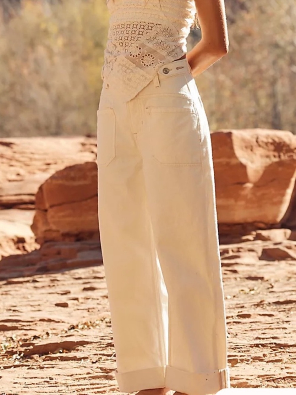 We The Free Wide-Leg Jeans in Eggshell